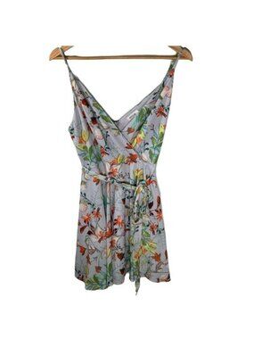 Essue Women's Medium Gray Floral Sleeveless Fit & Flare Mini Dress Boho